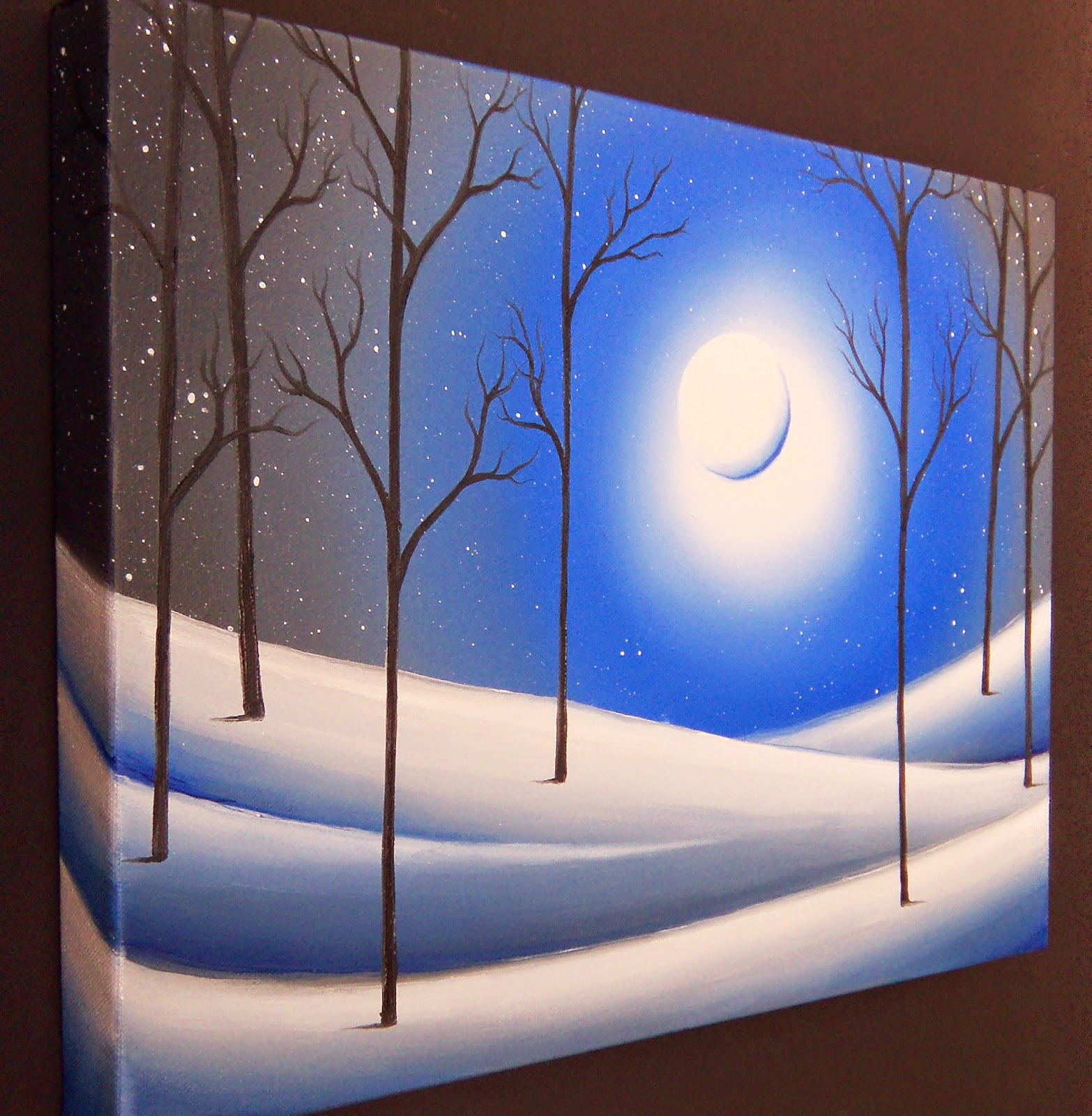 Bing Art by Rachel Bingaman Winter Night Oil Painting, Original Art