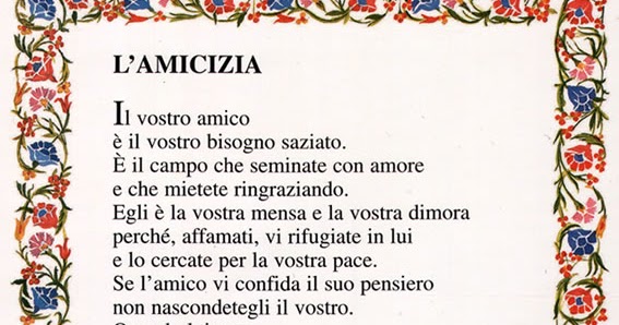Gironzolando Tra Le Nuvole L Amicizia Kahlil Gibran