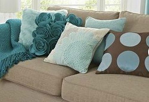 lovely teal, turquoise and brown cushions