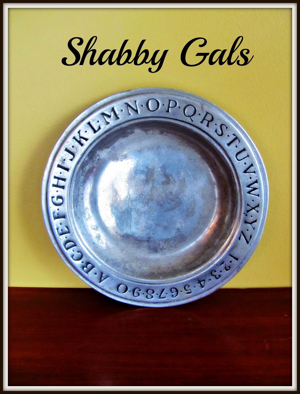 Shabby Gals Vintage ABC Plate Turned Chalkboard