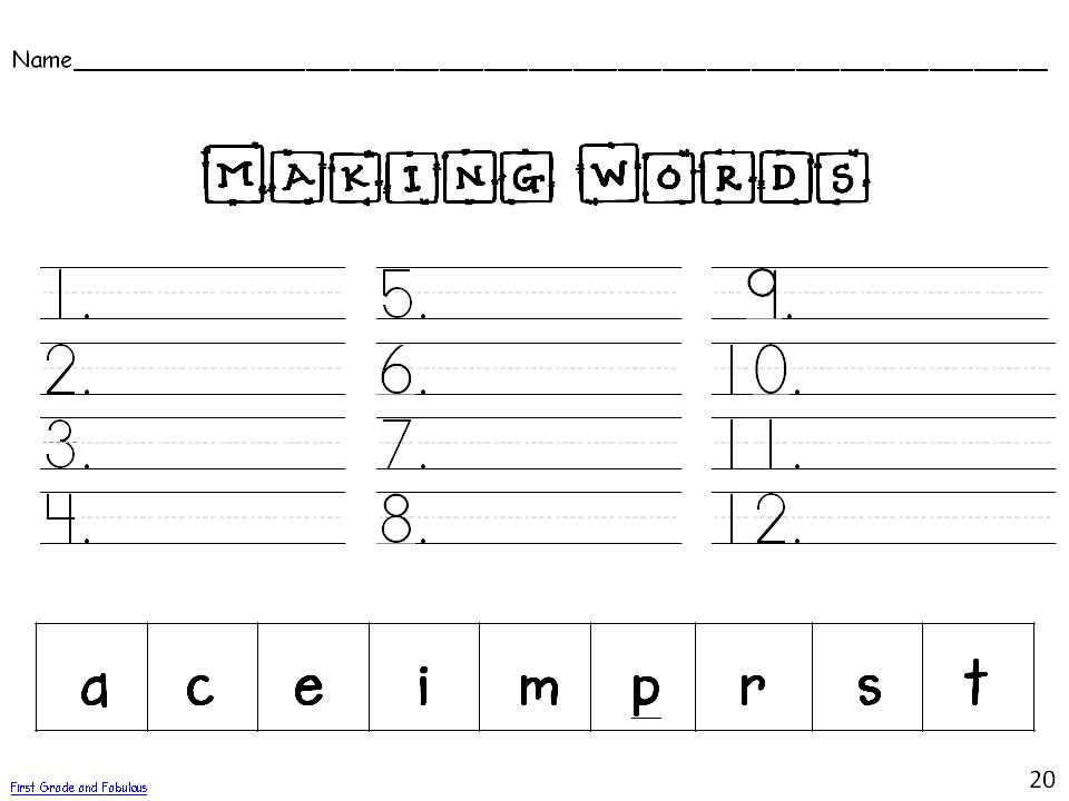 First Grade and Fabulous Making Words