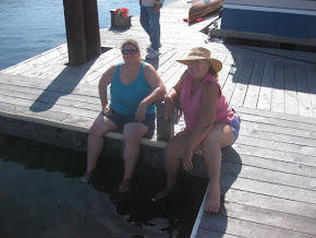 Laura and Nancy cooling off on the dock