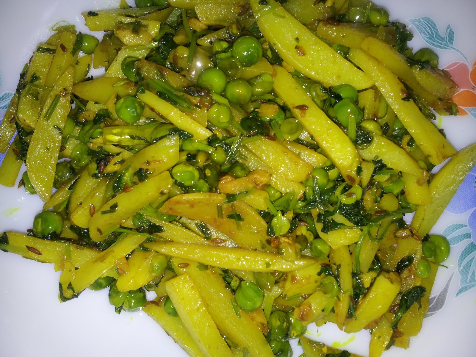 Potato Green Peas fry With Coriander Leave Indian Recipes