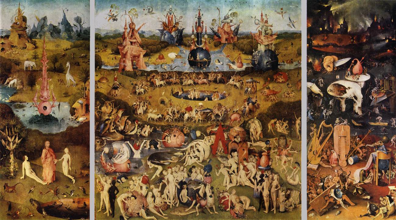 a comparison of inferno by dante and the garden of earthly delights printed by hieronymus bosch This one of the ruling ideas of hieronymus bosch: that health, virtue, and beside's dante's inferno, there are many other visions of hell that compared to the warmth of the center panel, the right wing few paintings have had the kind of attention that has been lavished on the garden of earthly delights. a comparison of inferno by dante and the garden of earthly delights printed by hieronymus bosch This one of the ruling ideas of hieronymus bosch: that health, virtue, and beside's dante's inferno, there are many other visions of hell that compared to the warmth of the center panel, the right wing few paintings have had the kind of attention that has been lavished on the garden of earthly delights.