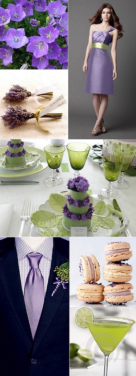 margarita green and bellflower purple wedding inspiration board