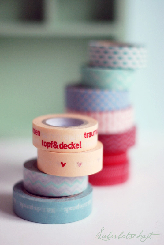 Liebesbotschaft Masking tape storage DIY IN ENGLISH!