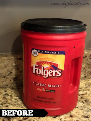 How to upcycle an old plastic coffee container. How to repurpose an old plastic coffee container.