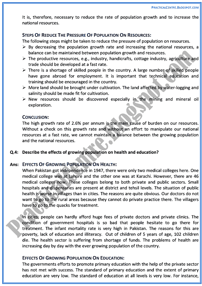 the-population-in-pakistan-descriptive-question-answers-pakistan-studies-9th