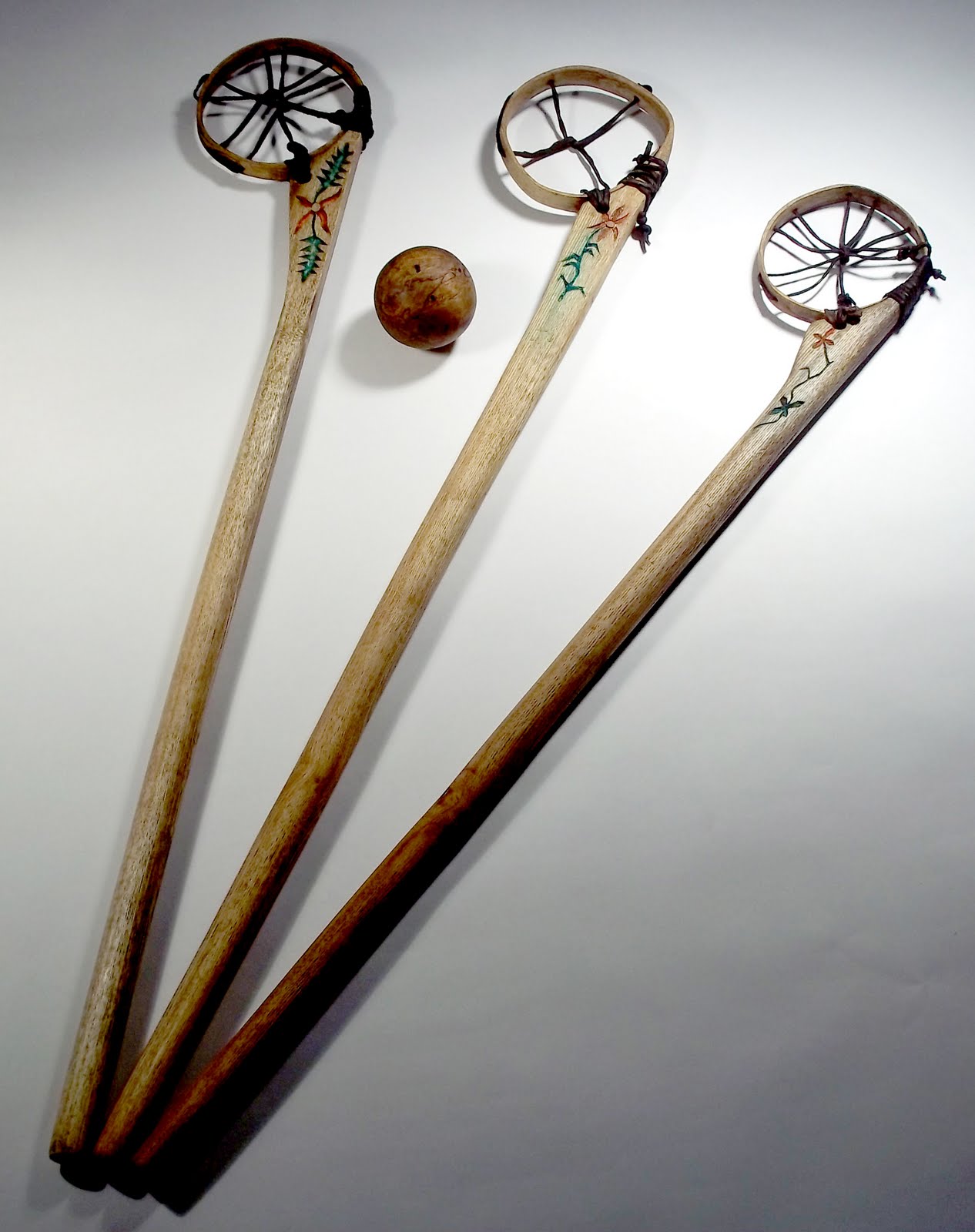 Contemporary Makers Baggataway Sticks and Wooden Ball by James Blake and Chris Hays