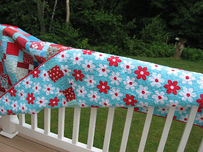 Red and Aqua Quilt ~ Finished At Last!