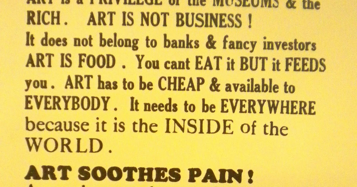 Waitsfield Elementary Art Cheap Art Manifesto from Bread and Puppet