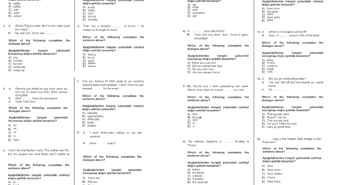 AOF Soruları: İngilizce 3 Ara Sınav Soru ve Çözümleri