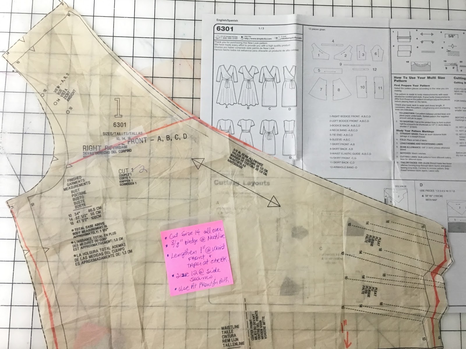 SewToFit by A.D. Lynn Easy to Fit Mock Wrap Dress NewLook 6301