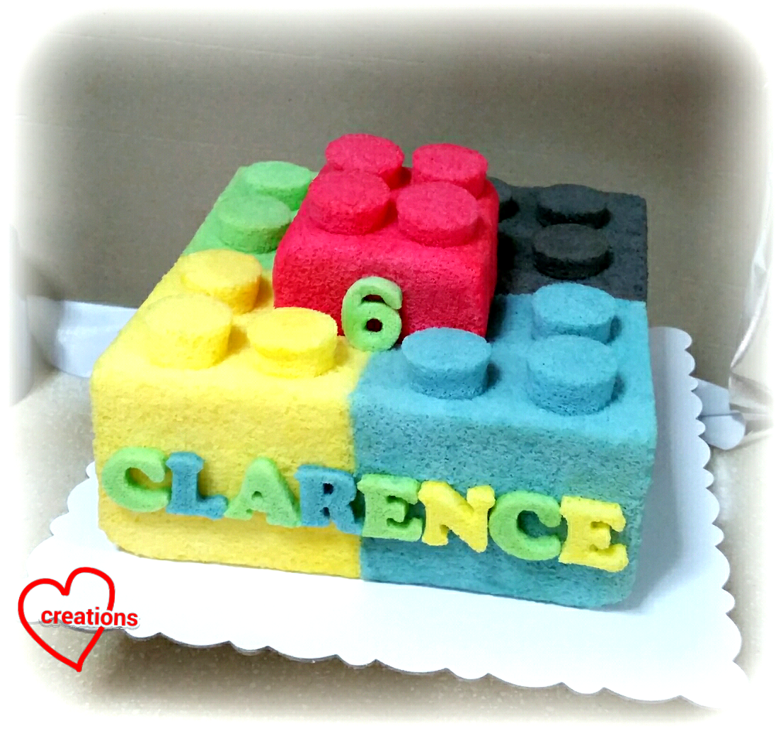 Loving Creations for You Lego Head and Blocks Chiffon Cake