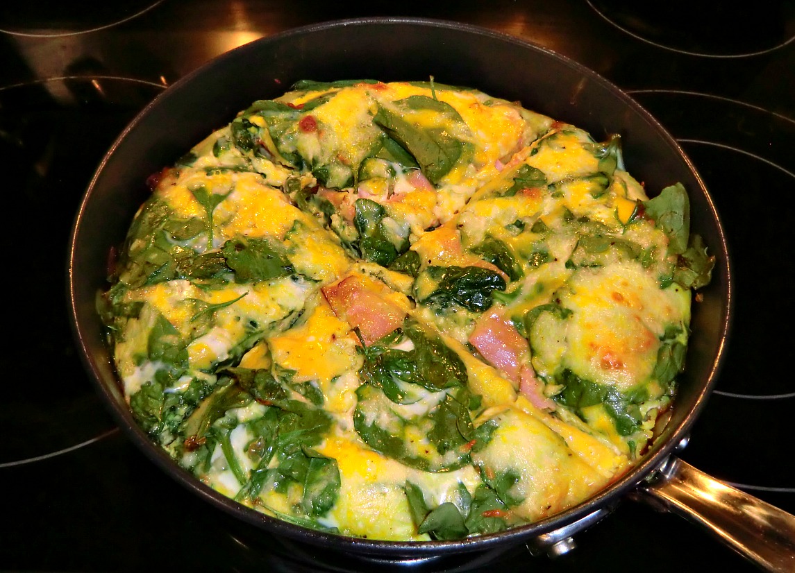 Frittata recipe with ham, spinach and green beans Hiking and Cooking