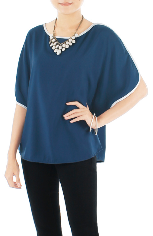 Oversized Pop Line Blouse – Midnight Blue