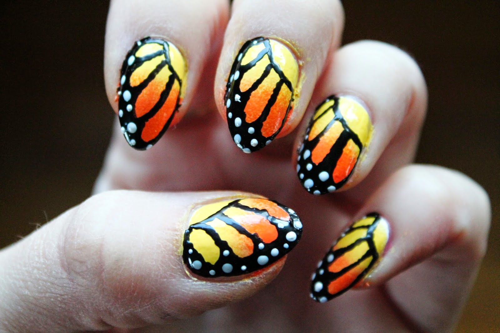 Monarch Butterfly Nail Art Jersey Girl, Texan Heart