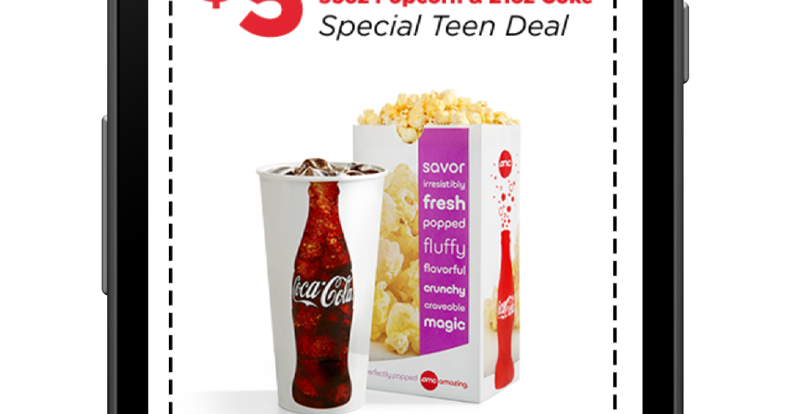 FREE IS MY LIFE COUPON 5 for 53oz Popcorn and 21oz Coke at AMC