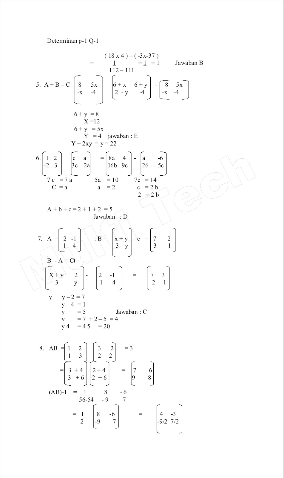 JEBONG UDIK ( Multi TECH ) Contoh Soal&amp;Pembahasan