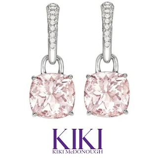 Kate Middleton Style Kiki Classic Morganite and Diamond Cushion Drop Earrings