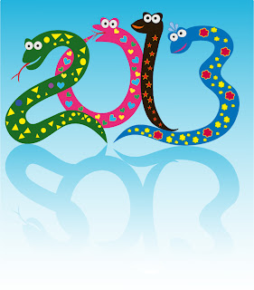 干支の蛇で象る新年の数字 New Year 2013 snake backgrounds イラスト素材4