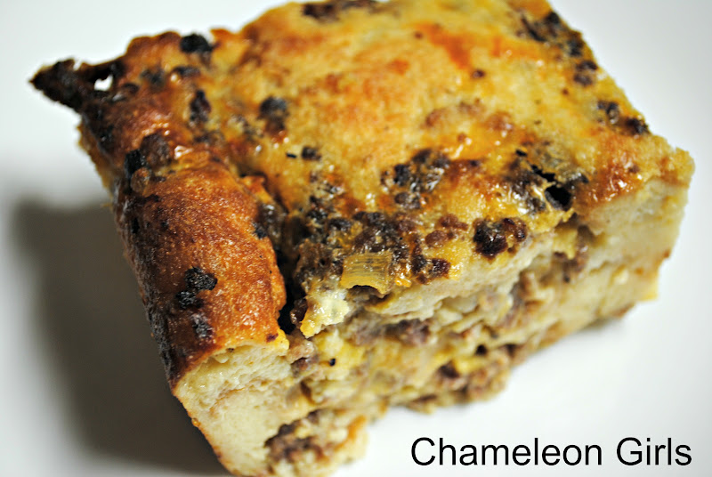 Chameleon Girls Sausage Bread Pudding