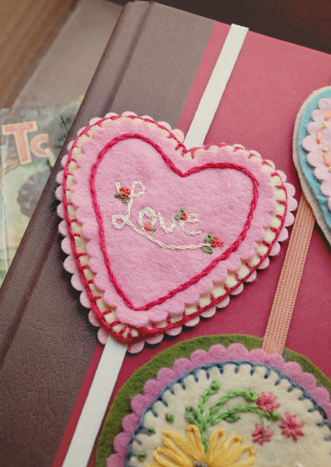 A Feathered Nest Embroidered Felt Bookmarks