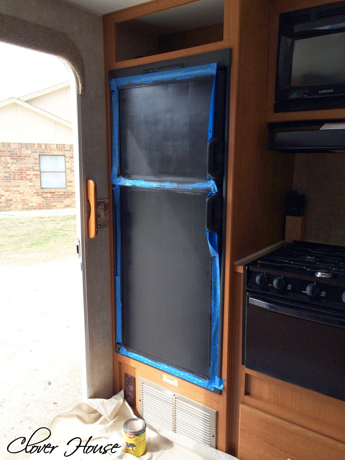 Clover House RV Fridge Makeover with Chalk Paint