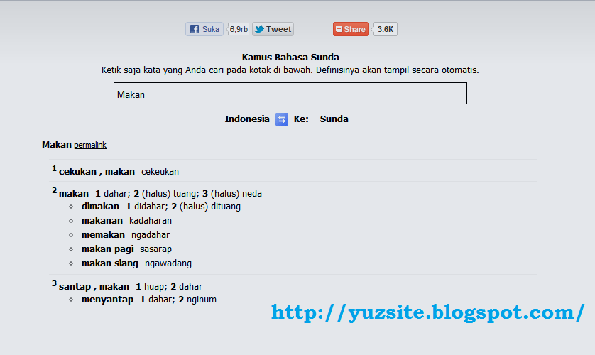 Kamus Online Bahasa Sunda ke Bahasa Indonesia dan sebaliknya | Yuzsite