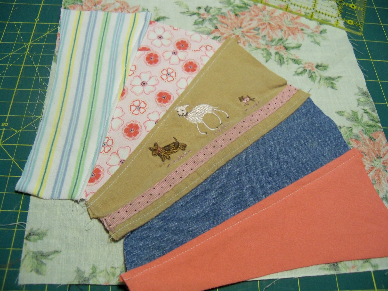 Sewn by Leila Gardunia Crazy Quilt Along 7 Liberated Fans