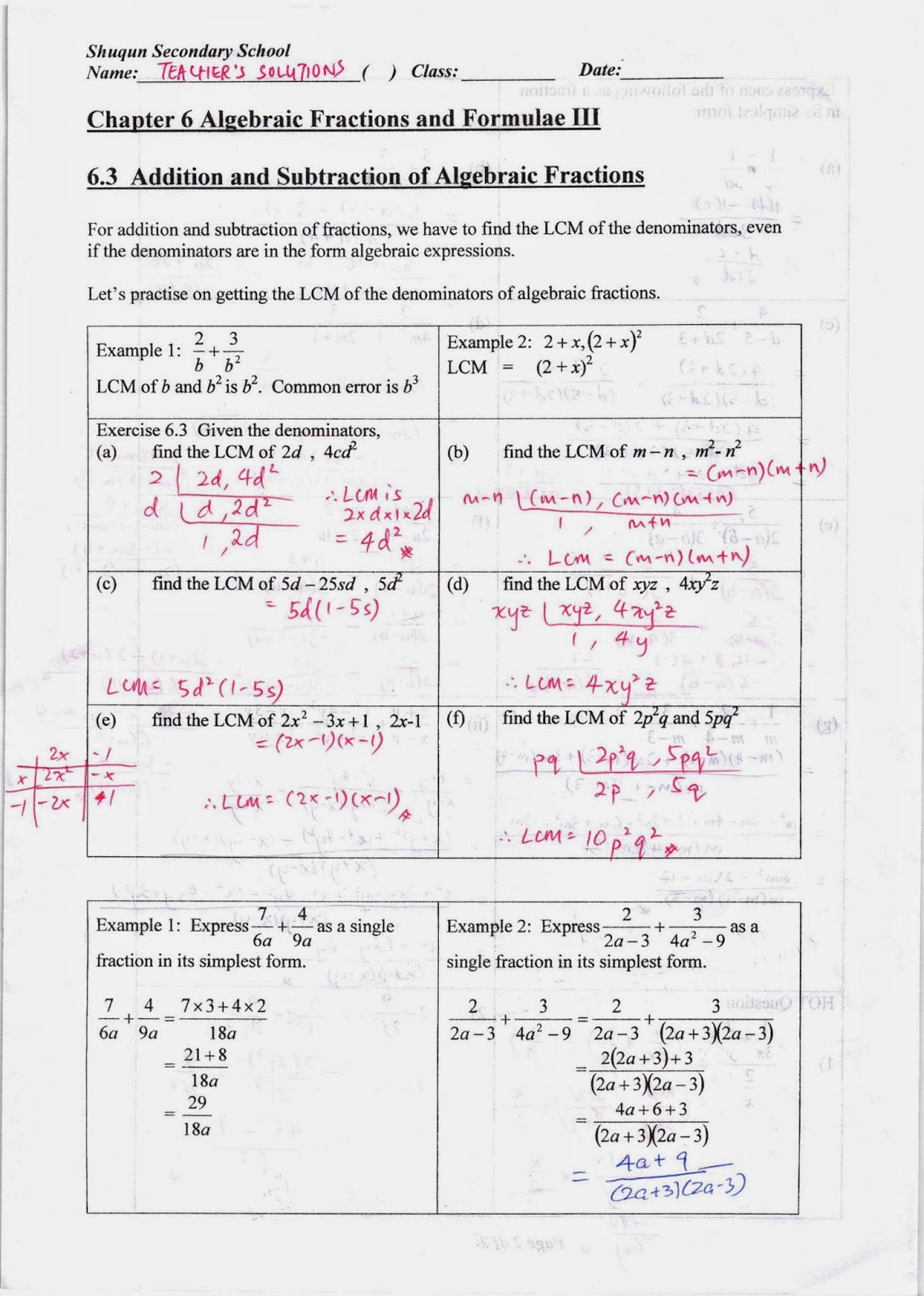 worksheet Changing The Subject Of The Formula Worksheet sec 2 chapter 6 algebraic fractions ws solutions math is wonderful 4a changing the subject of a formula