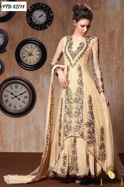 Cream Floor Length Anarkali Salwar Suit