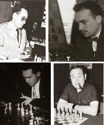 Los ajedrecistas del Club Ajedrez Terrassa Jaume Mora, Miquel Farré, Josep Ridameya y Francisco Ballbé Anglada