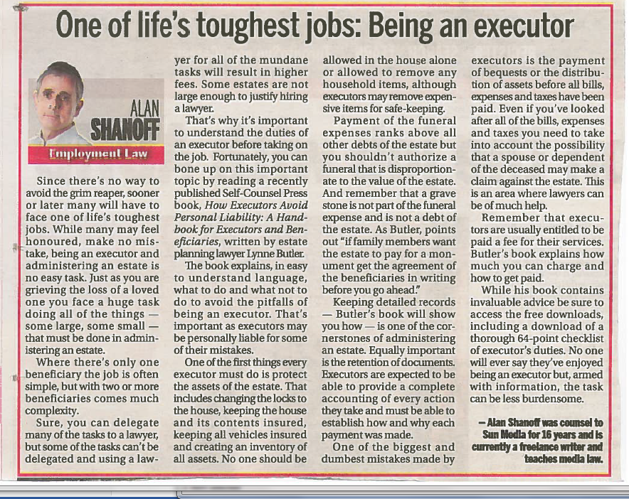 Estate Law Canada Great review of my book in the Toronto Sun.