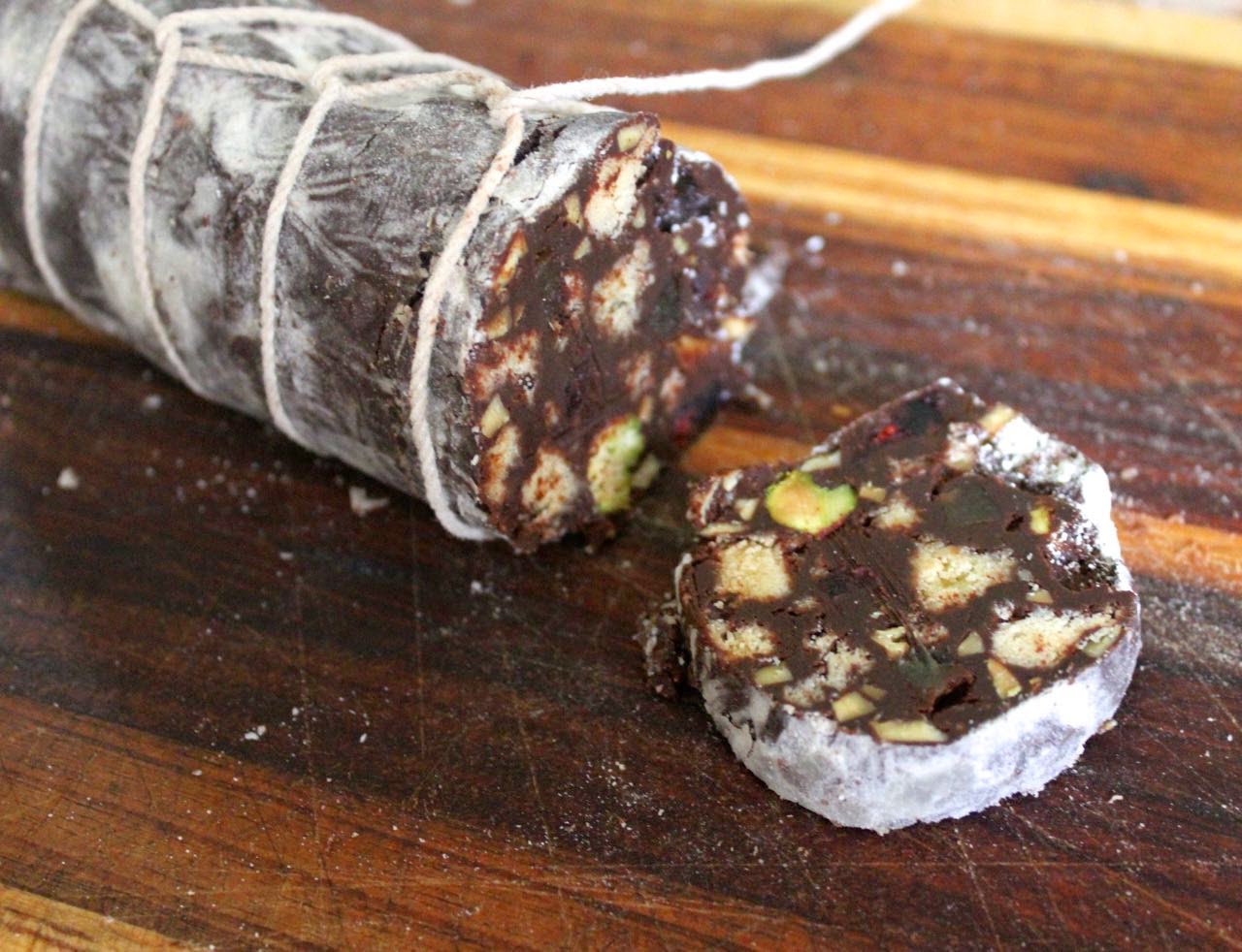 Green Gourmet Giraffe Chocolate salami , a Christmas gift