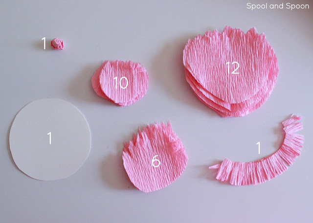 Crepe Paper Flower materials from Spool and Spoon -- perfect alternative to a bow!