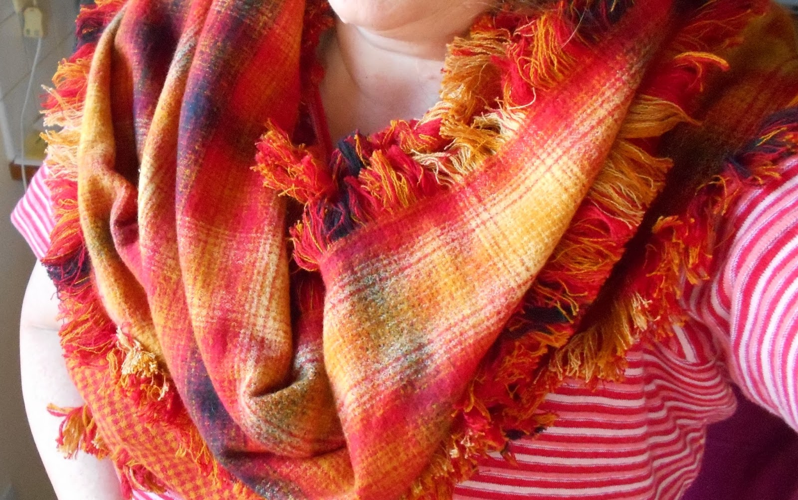 Running With Rocket Plaid Flannel Fringed Scarf