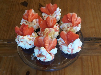 Strawberry topped cupcakes