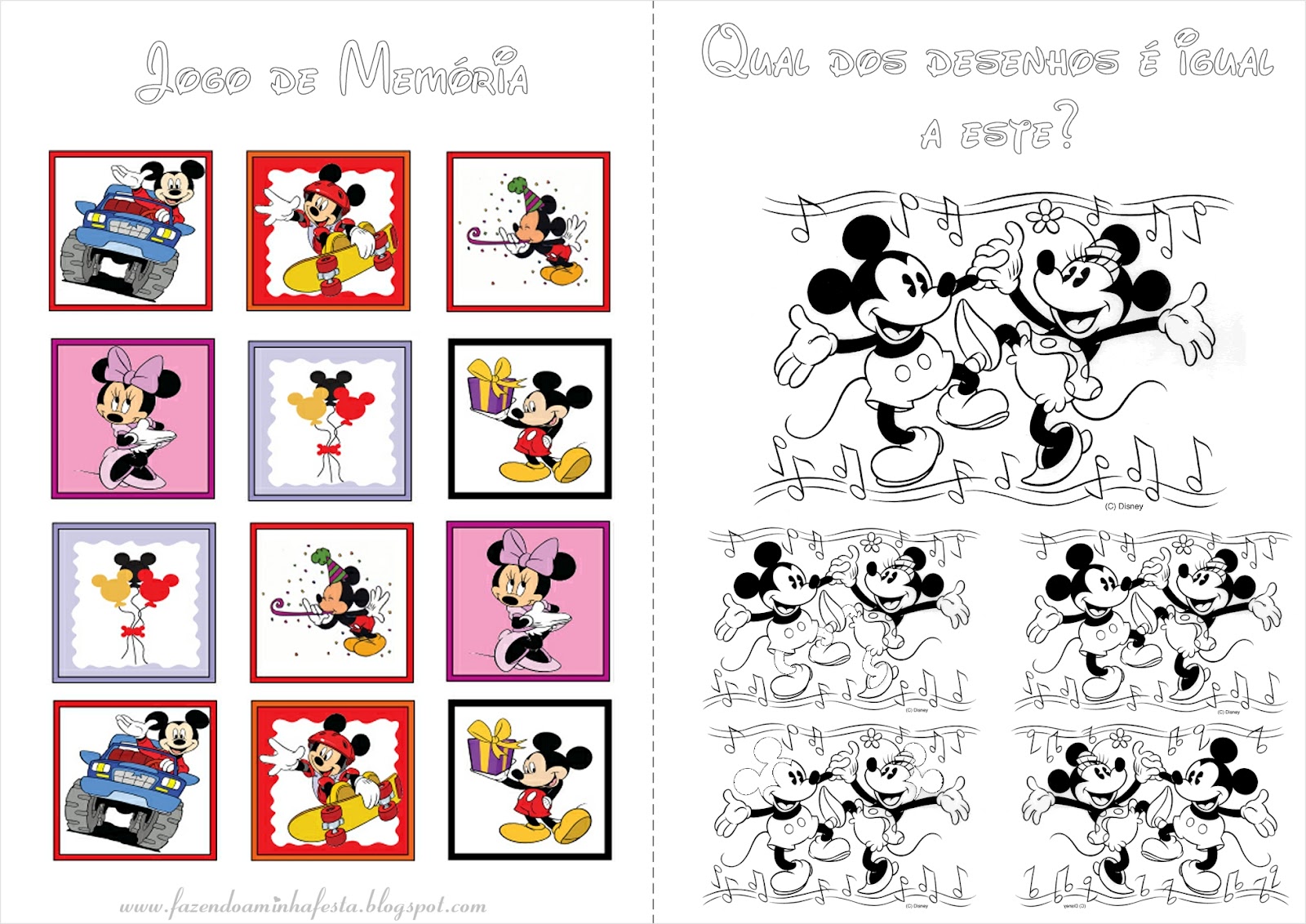 Livrinho para Colorir Mickey e Minnie