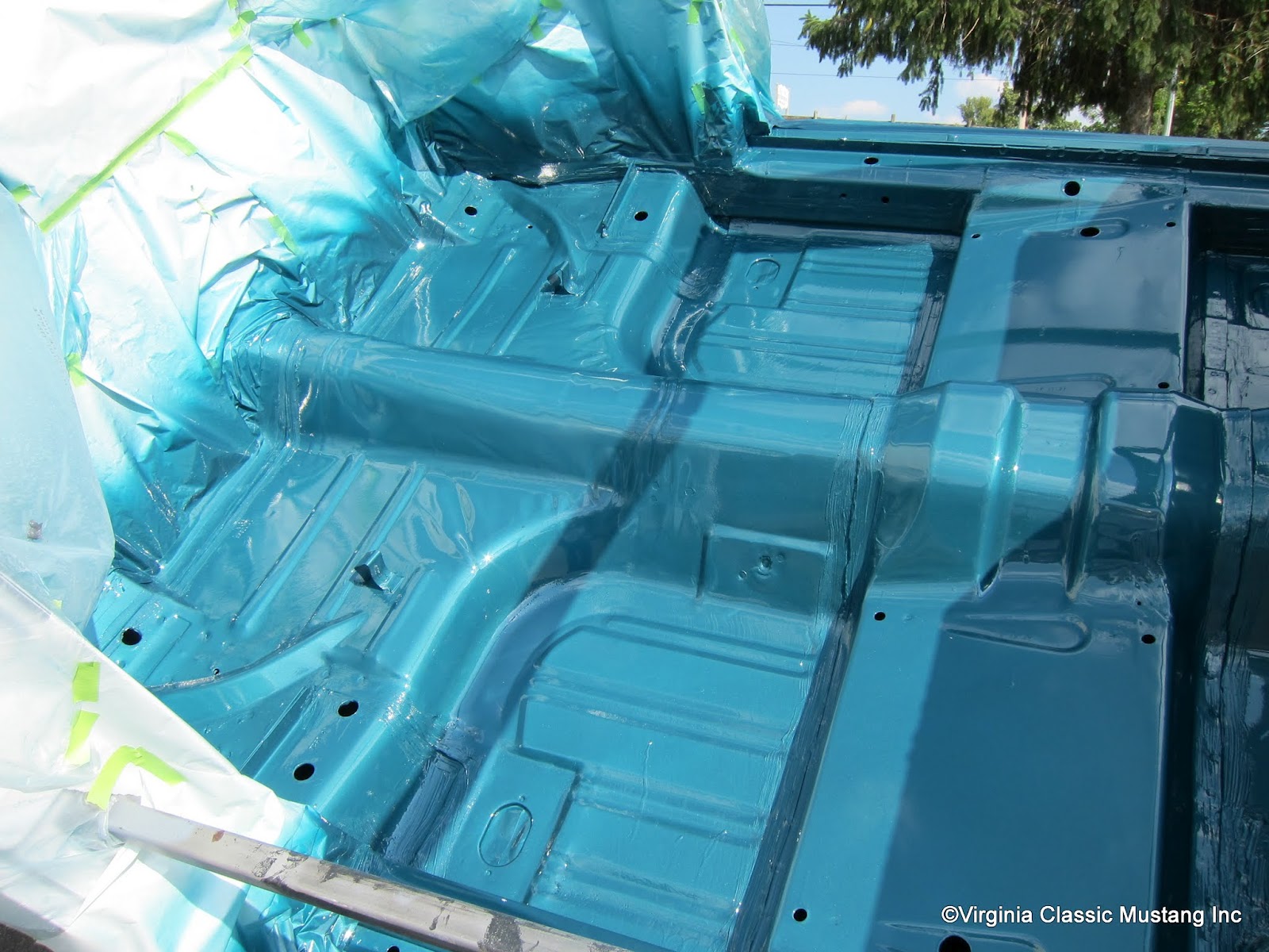 Interior Floor of 65 Mustang Convertible painted body color.  www.VirginiaClassicMustang.com