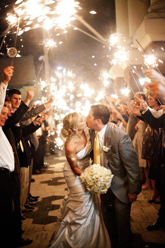 Wedding Sparklers Ideas and Inspiration - Sparklers as the Bride and Groom Exit or Leave the Wedding Reception