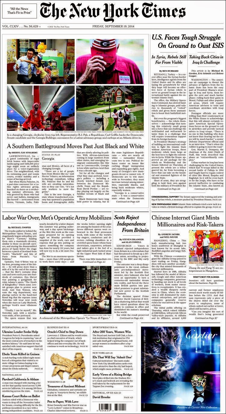 US Newspapers New York Times press covers