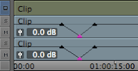 Selecting multiple audio keyframes in the Avid timeline.