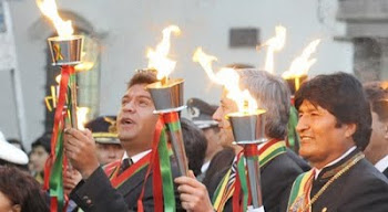 el Alcalde Revilla, el vice García y el presidente Morales