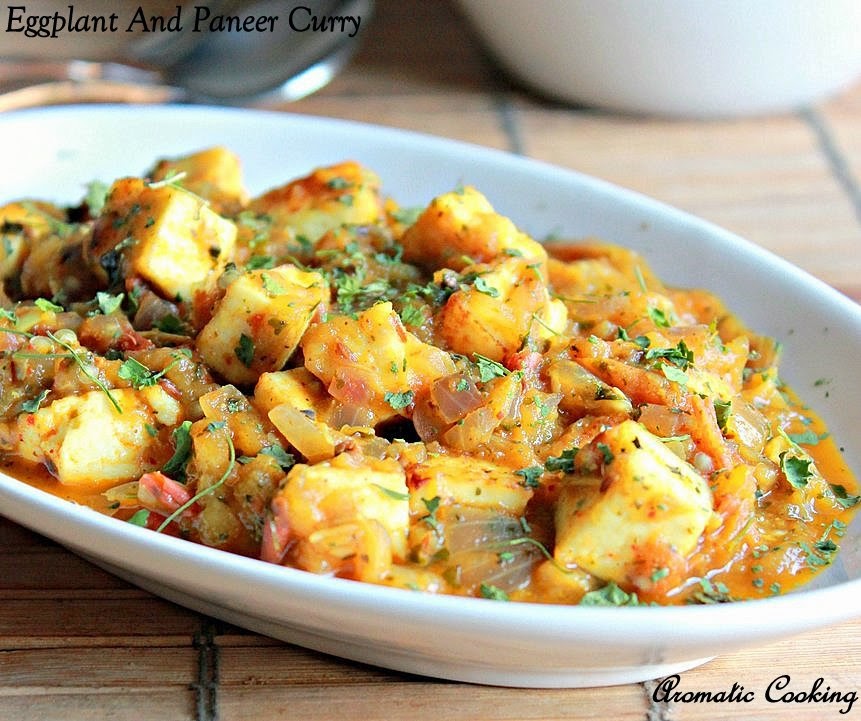 Aromatic Cooking Eggplant And Paneer Curry