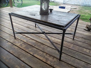 Rod iron rustic turquoised veined table $SOLD
