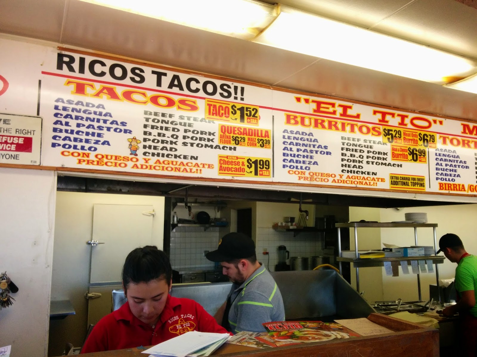 Order of the Taco Rico's Tacos, El Tio, Inglewood, CA