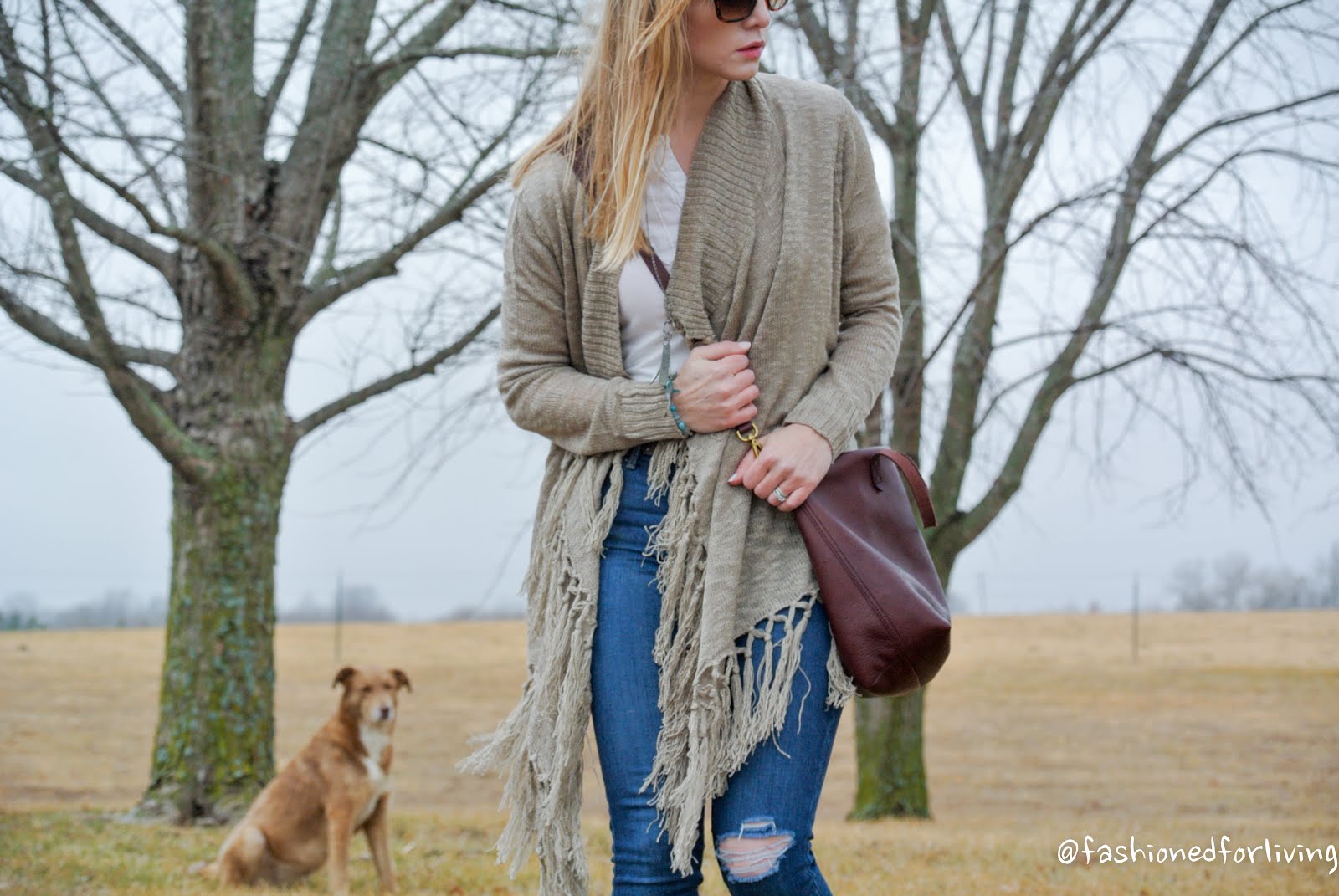 Fashioned For Living cowboy boots outfit fringe cardigan. ripped