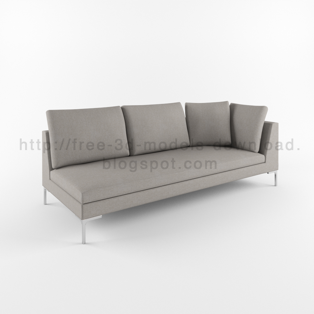 3d модель, 3d model, b&b, Charles, free download, grey, furniture, Italia, sofa, диван, скачать бесплатно