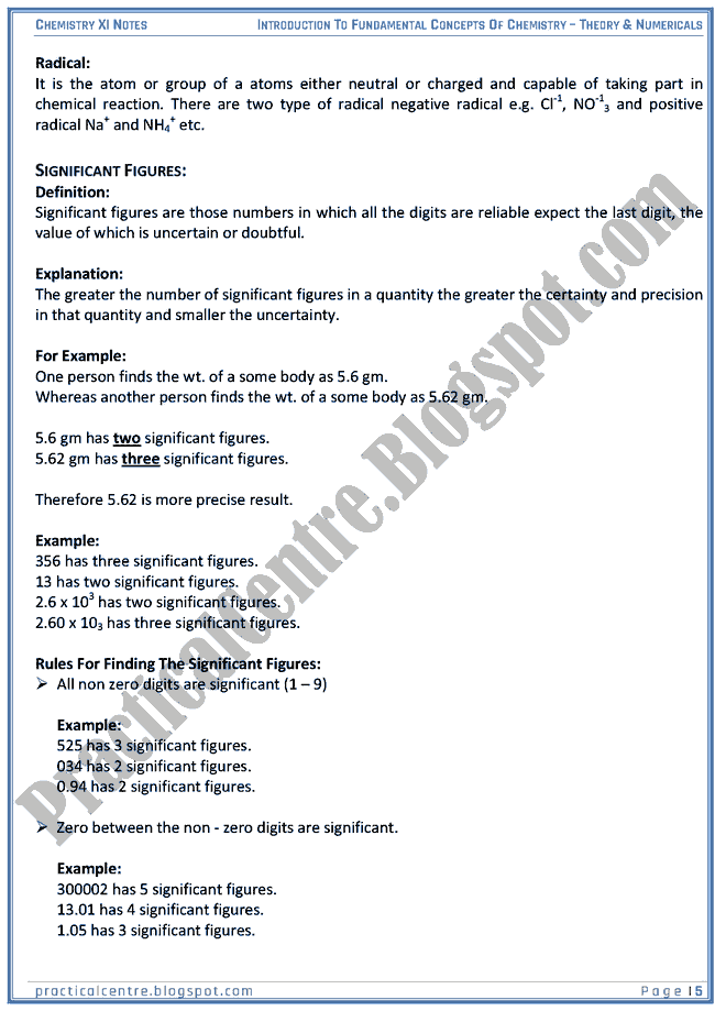 Introduction To Fundamental Concepts Of Chemistry - Theory And Numericals (Examples And Problems) - Chemistry XI